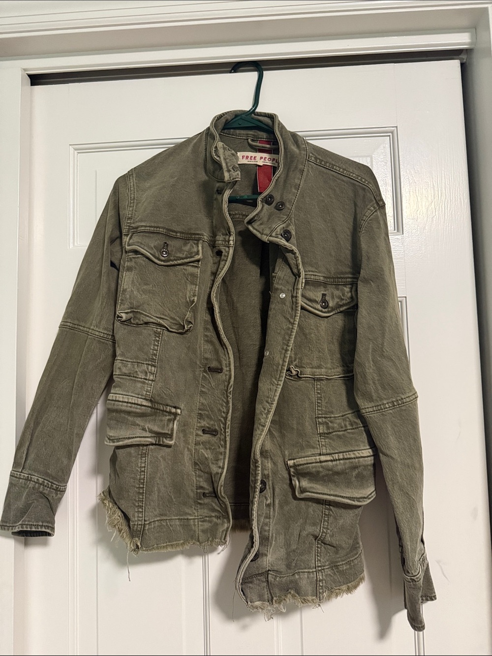 Free People Olive Utility Military Field Jacket